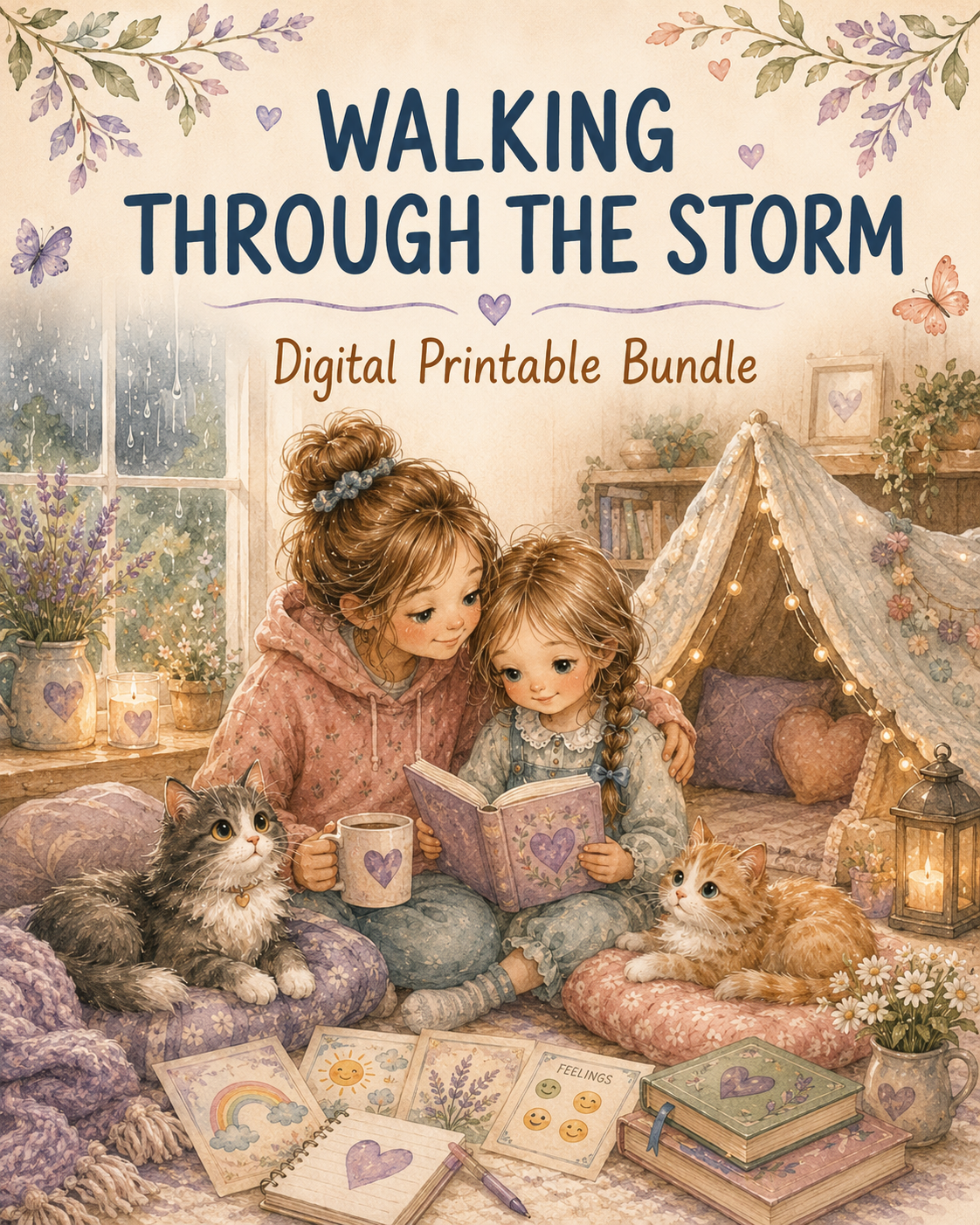 Walking Through the Storm Digital Printable Bundle cover, used to represent the printable toolkit